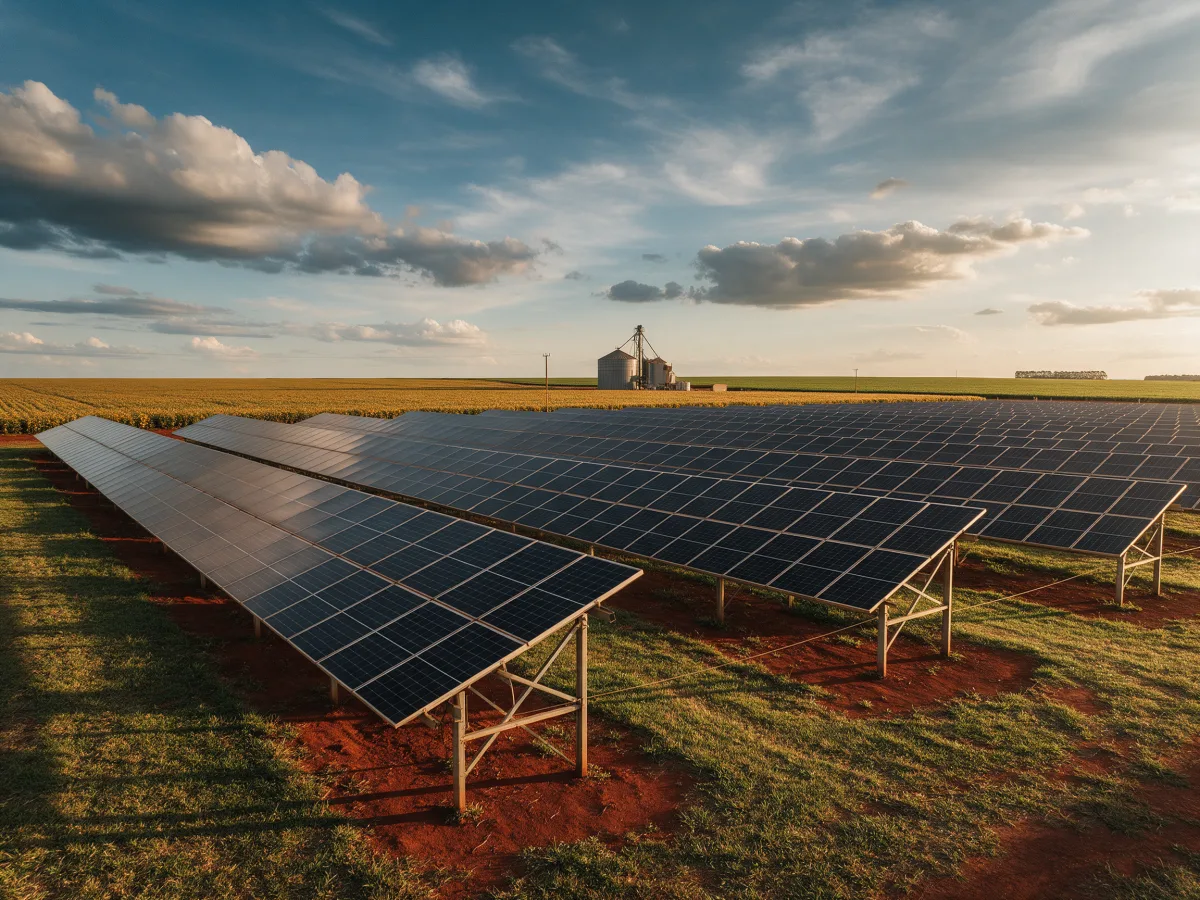 Usina solar no solo de uma fazenda do norte do Paraná